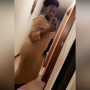 Sweater dress with a hood